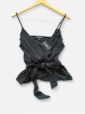 Express Black Wrap Tie-Waist Camisole